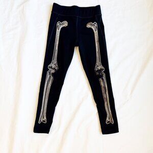 GapFit Boys XS 5 Black Skeleton Print Leggings Elastic Waistband Quick-Dry